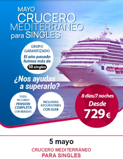 Crucero Mediterráneo Singles en Mayo